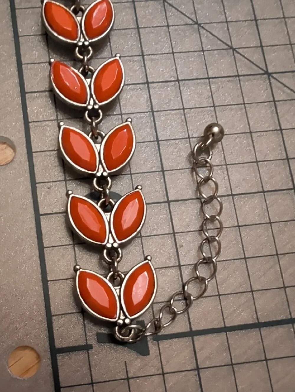 Orange Leaf Link Bracelet - Women’s Fashion Jewelry